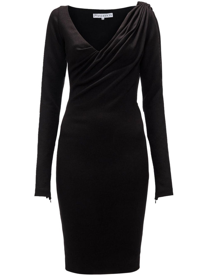 Jw Anderson Shoulder Drape V-Neck Dress