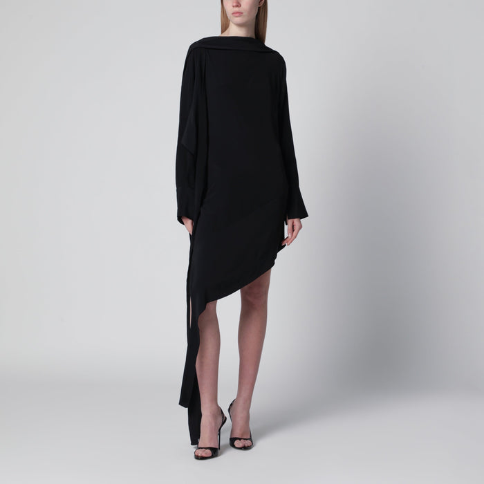 Francesco Murano Black Asymmetric Silk-Blend Dress