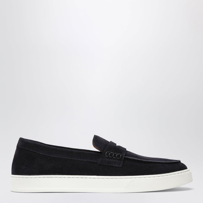 Doucal's Blue Suede Penny Loafers