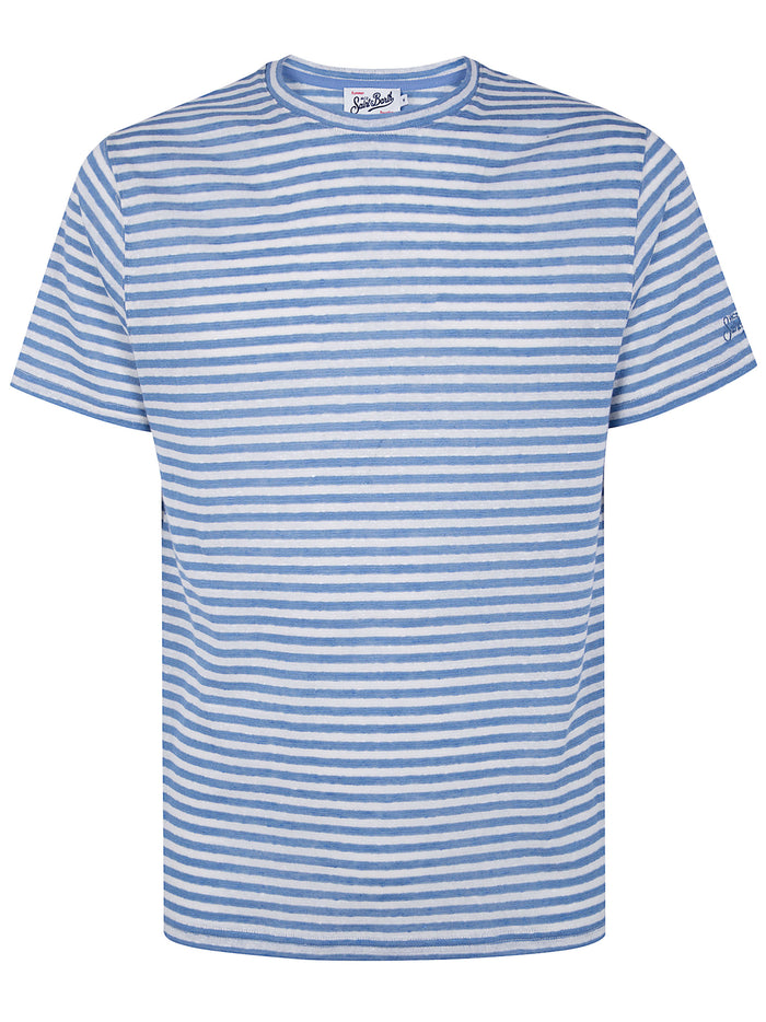 Mc2 Saint Barth Stripes Linen T-Shirt