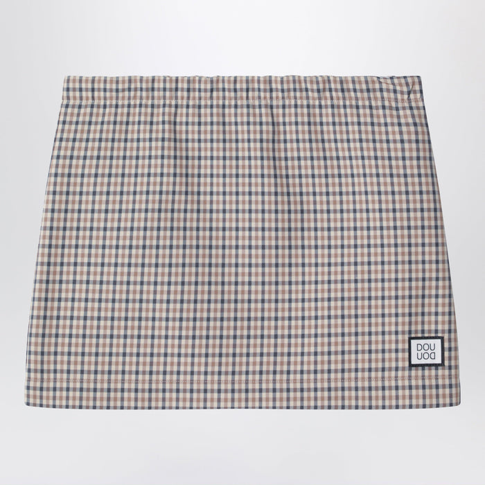 Douuod Betulla Beige Mini Skirt With Check Pattern