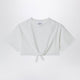 Douuod Ivory Cropped T-Shirt With Knot Detail