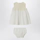 Teddy & Minou Cream-Colored Openwork Knit Dress With Voile