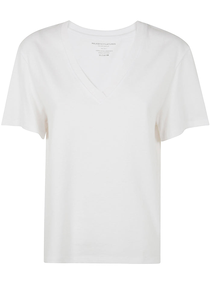 Majestic Short Sleeves V Neck Sweater
