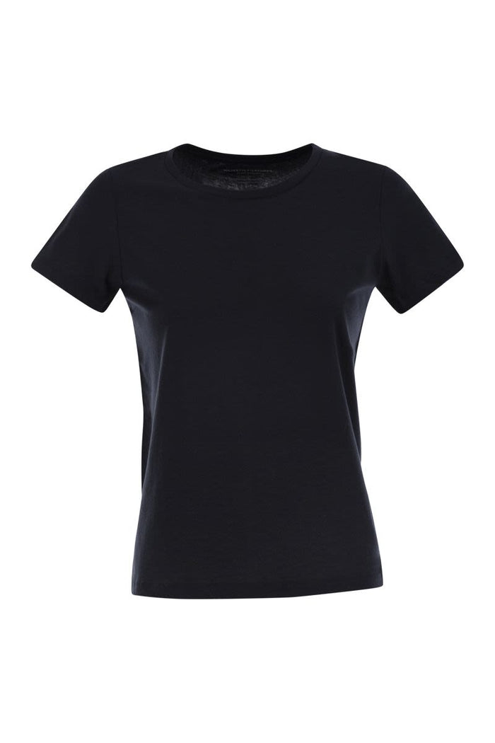 Majestic Crew-Neck Short-Sleeved Cotton T-Shirt
