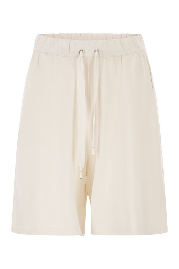 Majestic Stretch Viscose Bermuda Shorts With Drawstring Waist