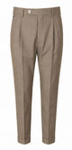 Gta Hazelnut Brown Virgin Wool Cotton Polyamide Trousers