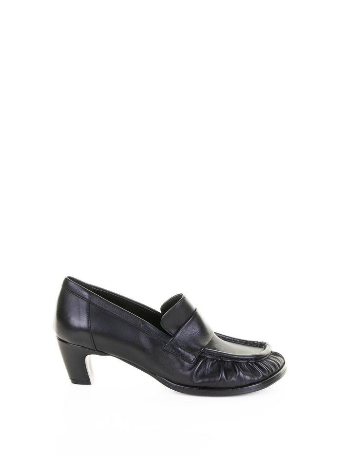 Elena Iachi Elena Iachi Ebony Leather Heeled Moccasin