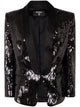 Balmain V-Neck Glitter Satin Tailored Jkt