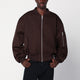 Entire Studios Dark Brown Zip-Up Bomber Jacket In Wool
