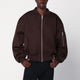 Entire Studios Dark Brown Zipup Bomber Jacket In Wool