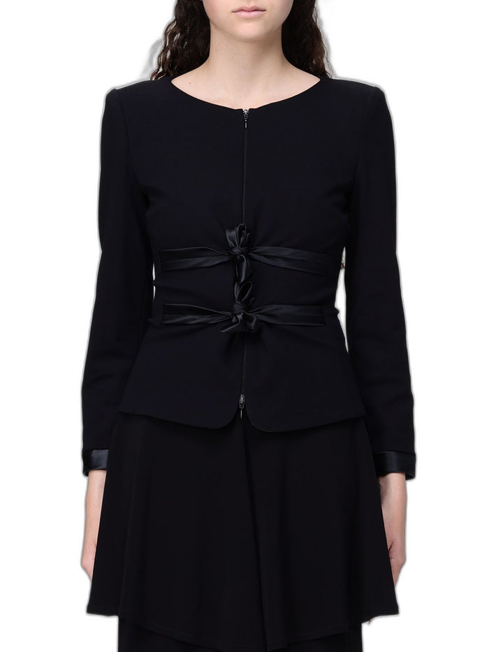 Emporio Armani Bow-Detail Collarless Jacket