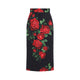 Dolce & Gabbana Rose Rosse Nero Midi Skirt