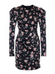Dolce & Gabbana Black Rose Print Draped Dress