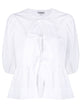 Ganni White Peplum Poplin Blouse Bow Details