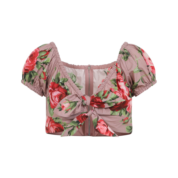 Dolce & Gabbana Rose Bouquet Cotton Top
