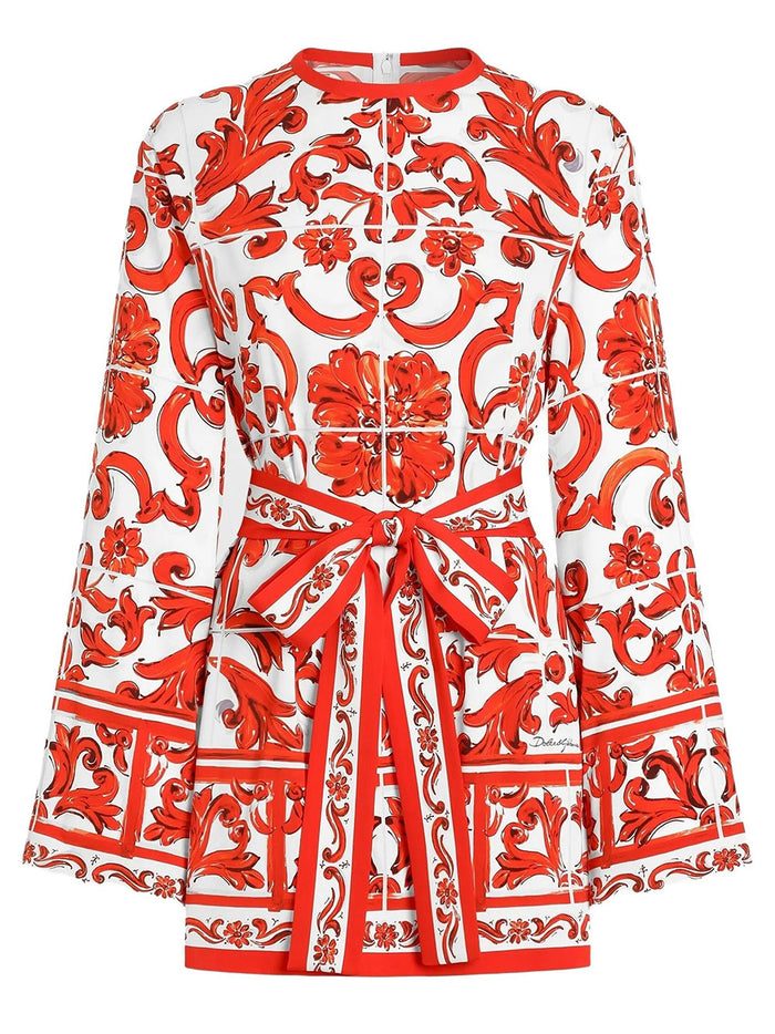 Dolce & Gabbana Majolica-Print Silk Charmeuse Shirt
