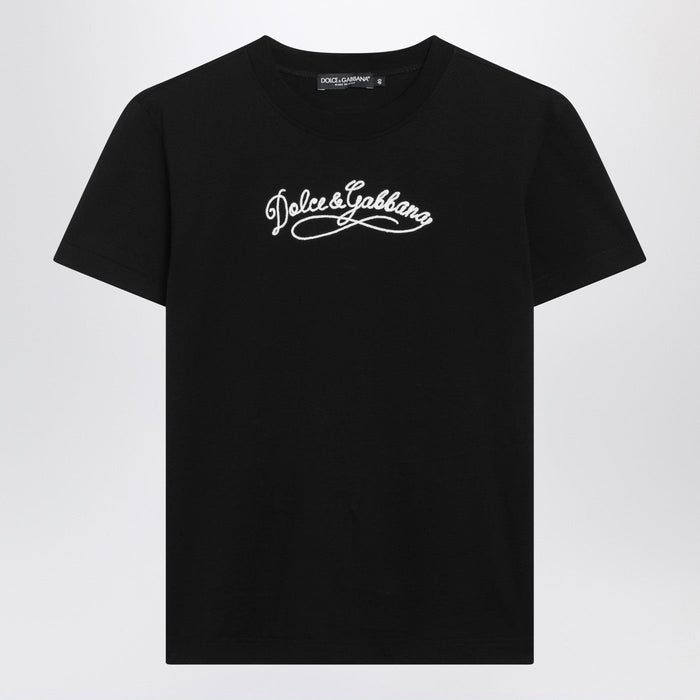 Dolce&Gabbana Black Jersey T-Shirt With Embroidery
