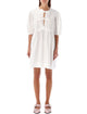 Ganni Ganni White Cotton Poplin Mini Dress With Bows