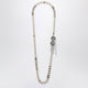 Alessandra Rich Pearl Necklace With Silver Crystal Flower Clasp