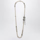 Alessandra Rich Pearl Necklace With Silver Crystal Flower Clasp