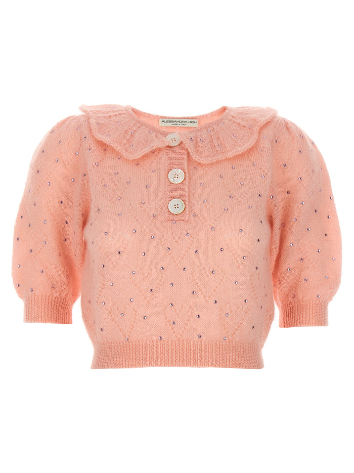 Alessandra Rich Rhinestone Sweater
