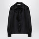 Alessandra Rich Black Silk Shirt With Bow