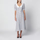 Alessandra Rich Grey/Pink Floral-Print Silk Midi Dress