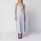 Alessandra Rich Light Blue Silk Midi Dress With Polka Dots