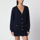 Alessandra Rich Navy Blue Merino Wool Knit Cardigan