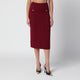 Alessandra Rich Bordeaux Merino Wool Lace Knit Midi Skirt