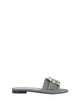 Roberto Festa Flat Slipper In Khaki Jeans With Rhinestone Accessory