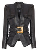 Balmain "4 Pockets" Belted Fitted Lambskin Jacket