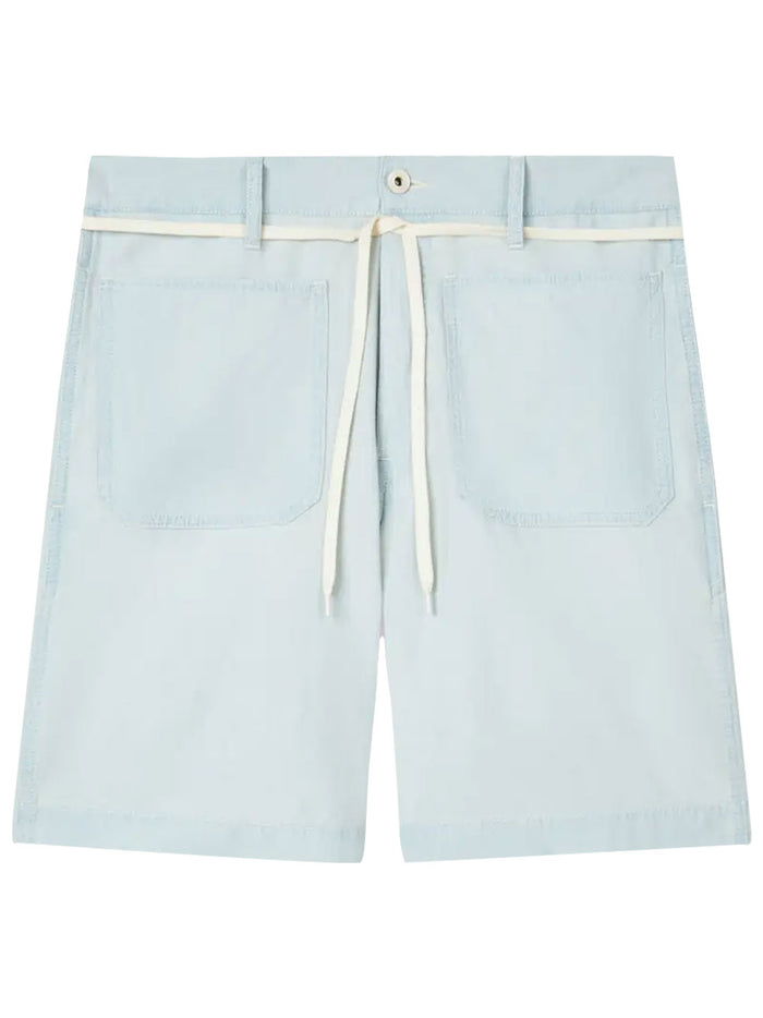 Kenzo Straight Shorts In Stone Bleach Chambray