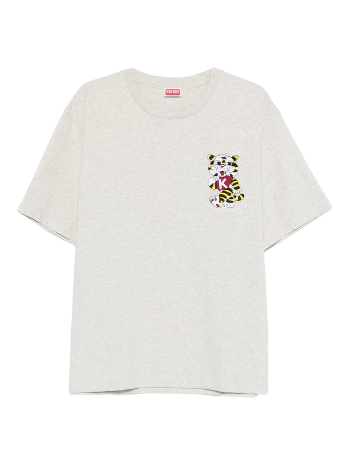 Kenzo Oversized Cotton T-Shirt With 'Kenzo Wild Tiger' Embroidery