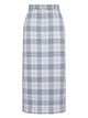 Thom Browne Jupe Droite Sack En Coton Windowpane Plaid Bleu Glacier