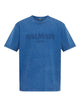 Balmain Blue Cotton Loose Sleeve T-Shirt