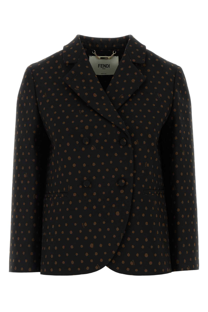 Fendi Printed Stretch Wool Blend Blazer