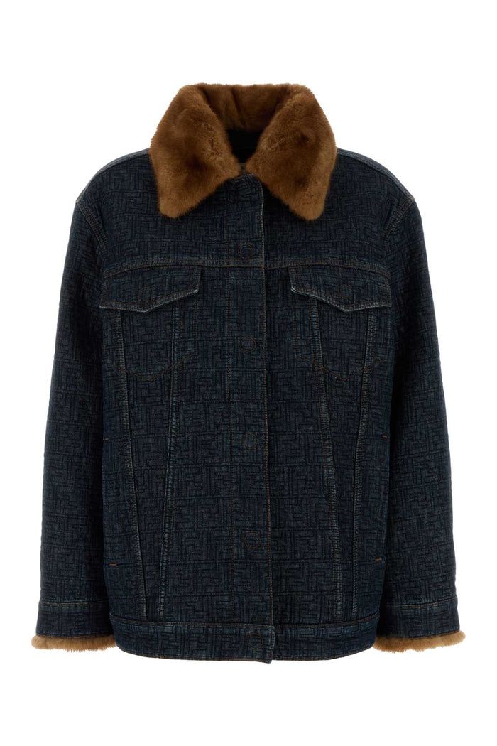 Fendi Blue Cotton Padded Denim Jacket