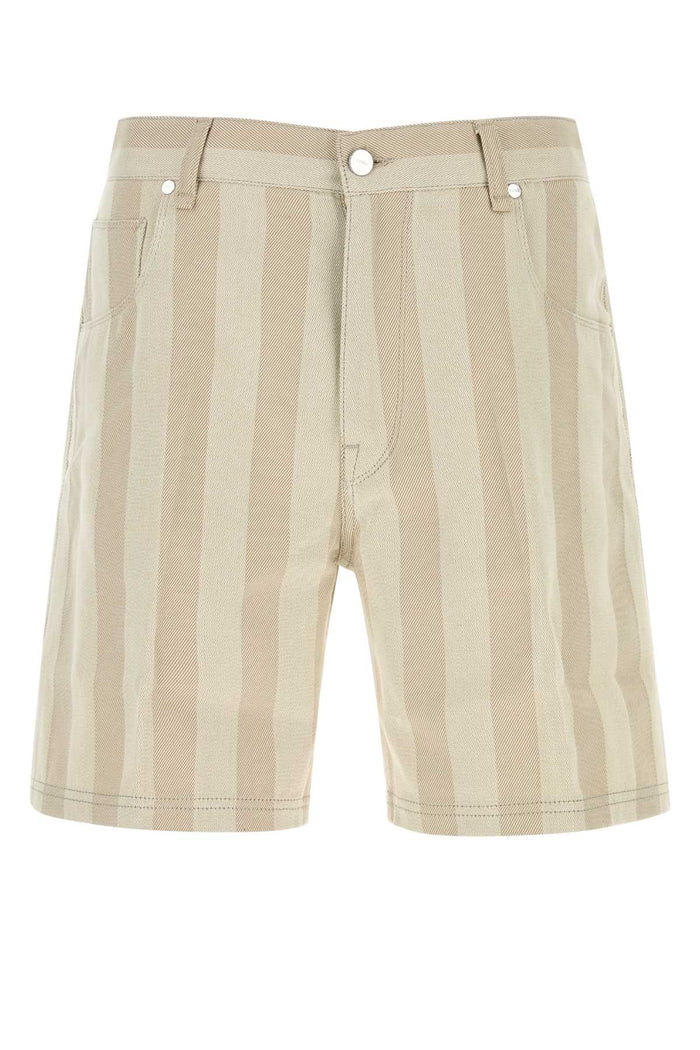 Fendi Embroidered Canvas Bermuda Shorts