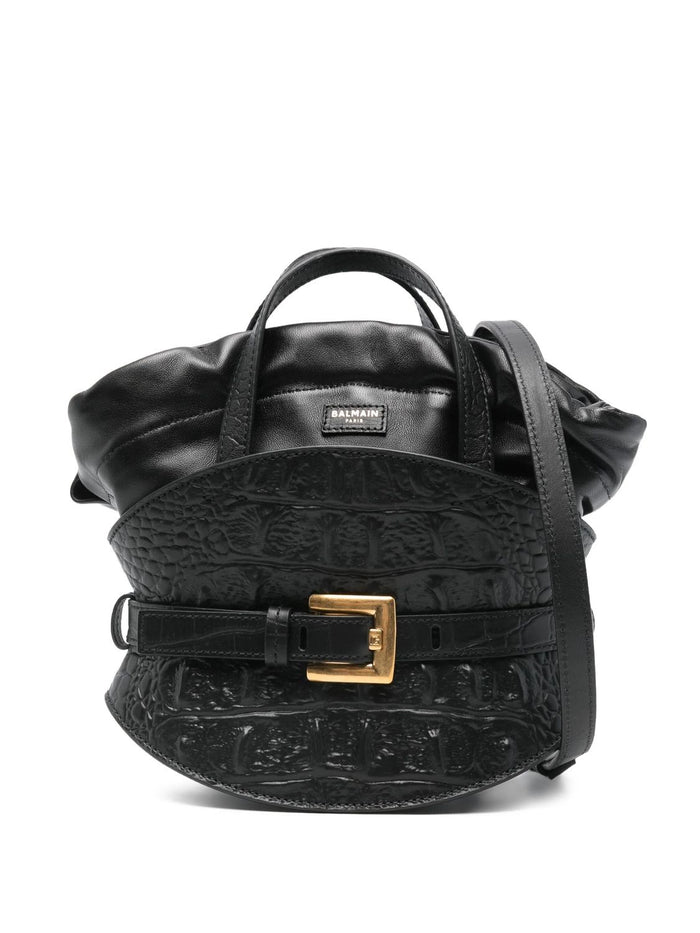 Balmain Shuffle Mini-Calfskin Emb Croco