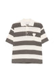 Ami Paris Ami De Coeur Striped Cotton Knit Polo Shirt