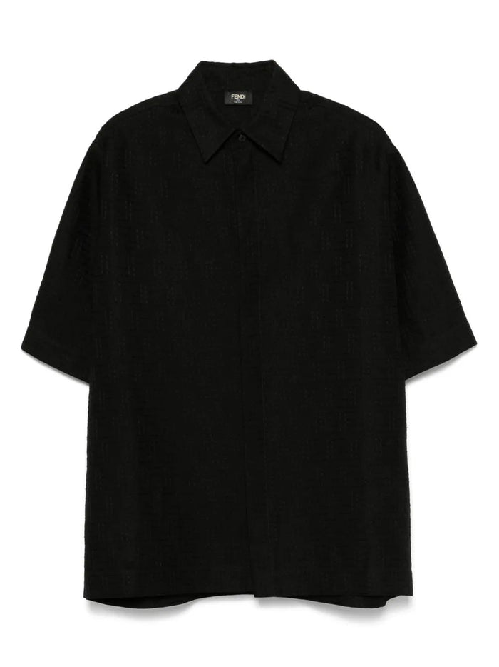 Fendi Black Ff Jacquard Linen Shirt