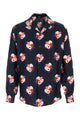 Fendi Dark Blue Satin Shirt With Floral Print