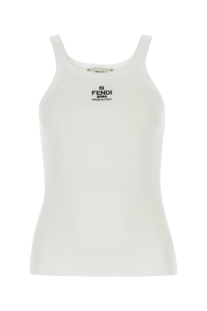 Fendi White Tank Top With Logo