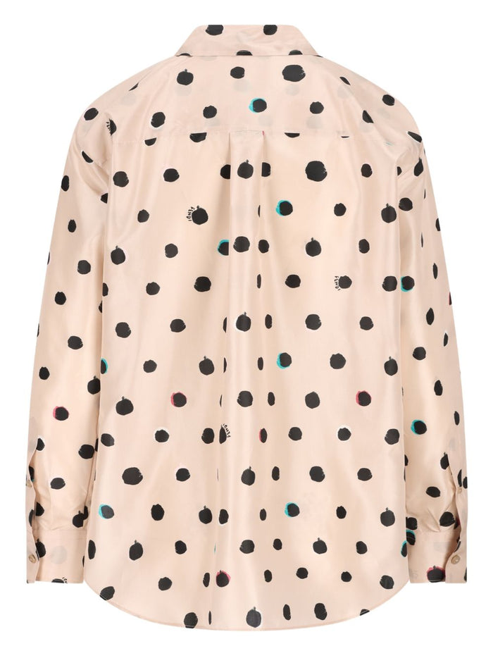 Fendi Polka Dot Shirt Beige, Versatile And Comfortable Style