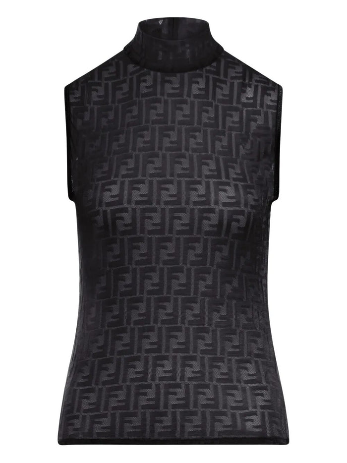 Fendi Top Sm Black Lace Monogram