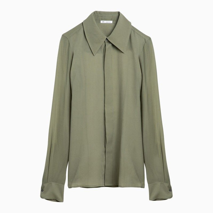 Ami Paris Olive Green Silk Shirt