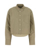 Ami Paris Beige Taupe Cotton Cropped Oxford Shirt