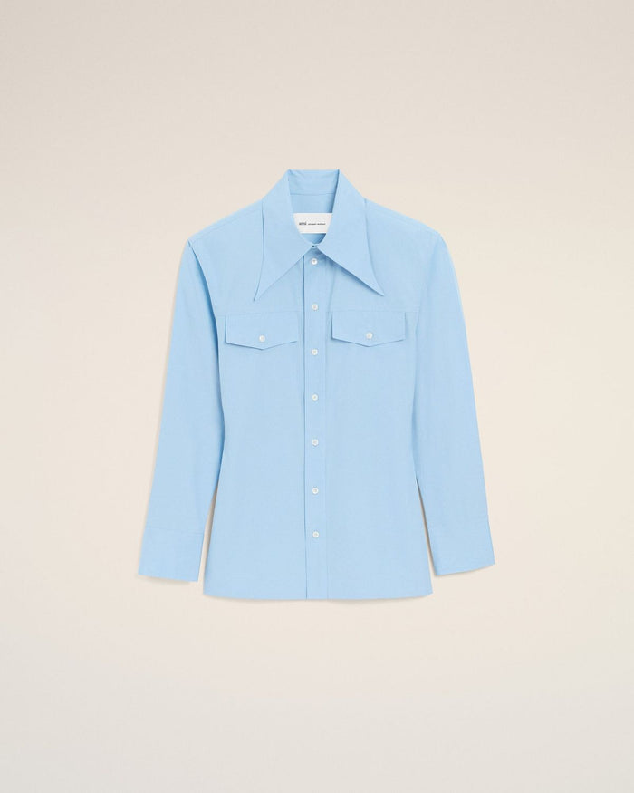 Ami Paris M Shirt With Blue Point Collar